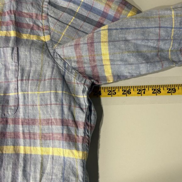 Brooks Brothers Linen Button Up Shirt Mens XL Plaid Pastel Madras Irish Linen - Picture 8 of 11